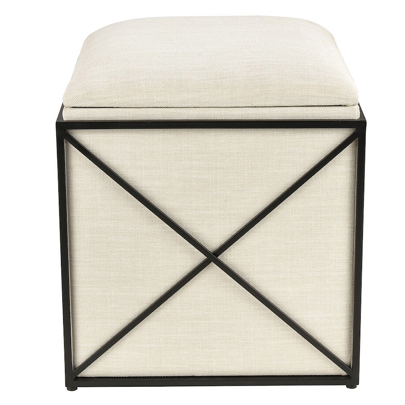 Пуф бежевый с черной металлической рамой Beige Pouf Бежевый Черный Пуф бежевый с черной металлической рамой Beige Pouf Бежевый Черный в Челябинске | Loft Concept