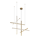 Люстра с 6-ю  пересекающимися цилиндрическими плафонами на тонких тросах Trumpet tube варинант исполнения - 2 | Loft Concept в Челябинске