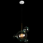 Подвесной светильник с прозрачными бирюзовыми стеклянными шарами и золотыми деталями Диаметр 43 Giopato & Coombes варинант исполнения - 2 | Loft Concept в Челябинске