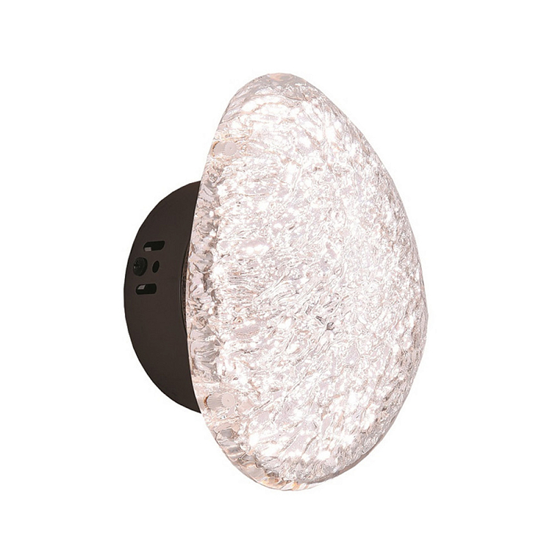 Бра с прозрачным рельефным плафоном на черном металлическом основании Iona Черный Прозрачный в Челябинске | Loft Concept 