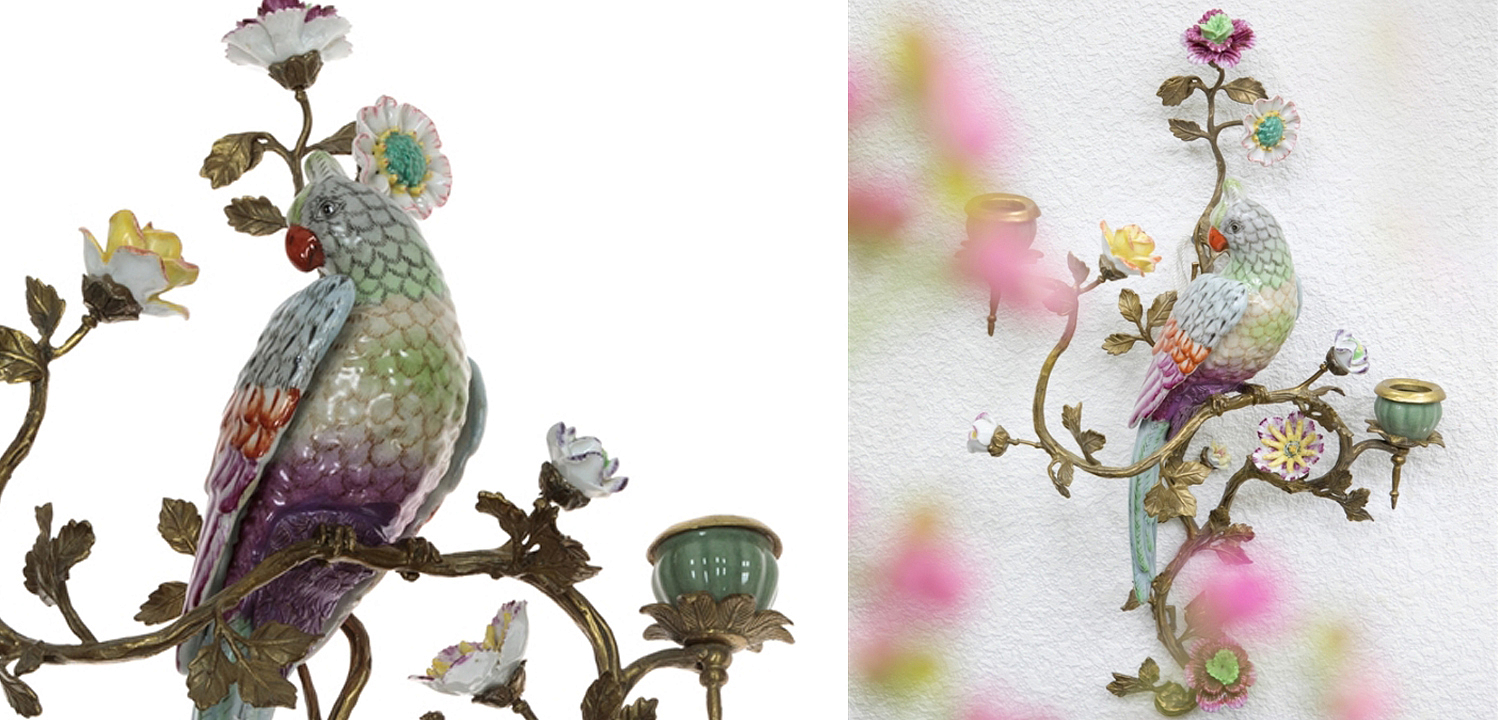 Подсвечник настенный Colorful Flowers and Parrot R Подсвечник настенный Colorful Flowers and Parrot R - Loft-Concept в Челябинске