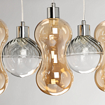 Люстра с 3-мя плафонами волнообразной формы цвета янтарь и 2-мя прозрачными шарообразными плафонами Lucid Rain  варинант исполнения - 7 | Loft Concept в Челябинске