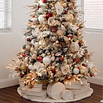 Заснеженная Новогодняя Ель с золотыми листьями и цветами в комплекте варинант исполнения - 3 | Loft Concept в Челябинске