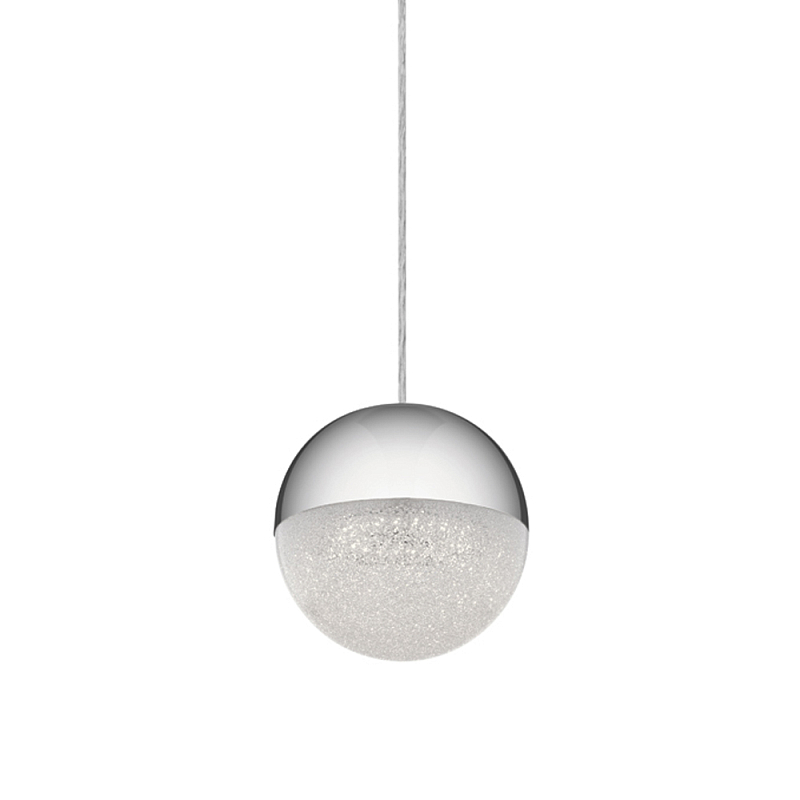 Подвесной светильник со сферическим плафоном из акрила с циркониевыми вкраплениями Kichler Хром Прозрачный в Челябинске | Loft Concept 
