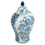 Ваза с крышкой и голубым цветочным рисунком 37 см Blue & White Ornament варинант исполнения - 1 | Loft Concept в Челябинске