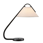 Настольная лампа с черным каркасом и белым тканевым абажуром в форме конуса Stylish Solution варинант исполнения - 3 | Loft Concept в Челябинске