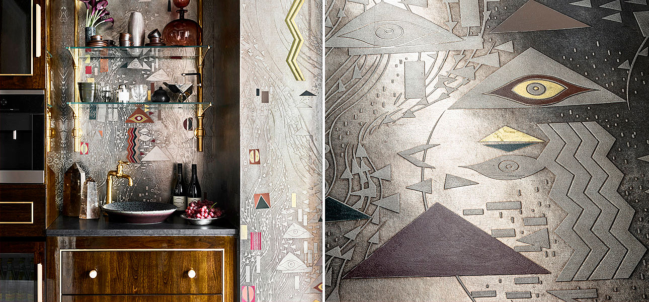 Обои ручная роспись Klimt Polished Silver bas relief gilded paper Обои ручная роспись Klimt Polished Silver bas relief gilded paper - Loft-Concept в Челябинске