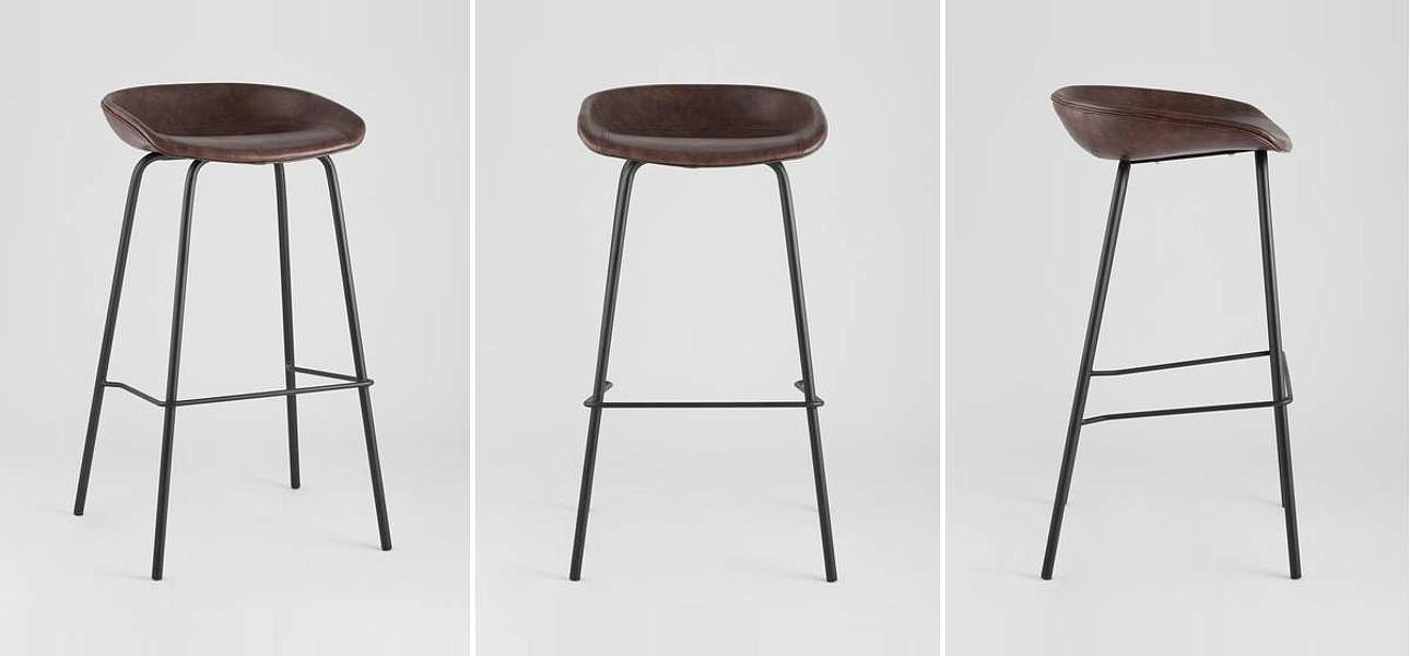 Стул Барный без Спинки Винтажная Коричневыя Экокожа Vendramin Bar Chair Стул Барный без Спинки Винтажная Коричневыя Экокожа Vendramin Bar Chair - Loft-Concept в Челябинске