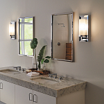 Бра для ванных комнат с цилиндрическим плафоном на прямоугольном зеркальном основании Feiss варинант исполнения - 2 | Loft Concept в Челябинске