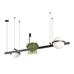 Подвесной светильник линейный с 2-мя шарообразными плафонами и цилиндрическим спотом Light of Еyes варинант исполнения - 8 | Loft Concept в Челябинске