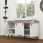 Комод белый с 4-мя дверцами и бежевой столешницей на металлических ножках DEA CONSOLE TABLE LIGHT MOCHA WHITE варинант исполнения - 2 | Loft Concept в Челябинске