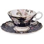 Чайный набор из фарфора темно-синий с рисунком цветов на 6 персон 12 предметов 280 мл Garden Whisper Porcelain Set  варинант исполнения - 5 | Loft Concept в Челябинске