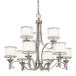 Люстра с белыми тканевыми абажурами в прозрачных стеклянных цилиндрах Kichler варинант исполнения - 1 | Loft Concept в Челябинске
