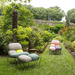 Дизайнерское разноцветное кресло на металлическом каркасе с подставкой для ног Poltronova Plasma Armchair варинант исполнения - 12 | Loft Concept в Челябинске