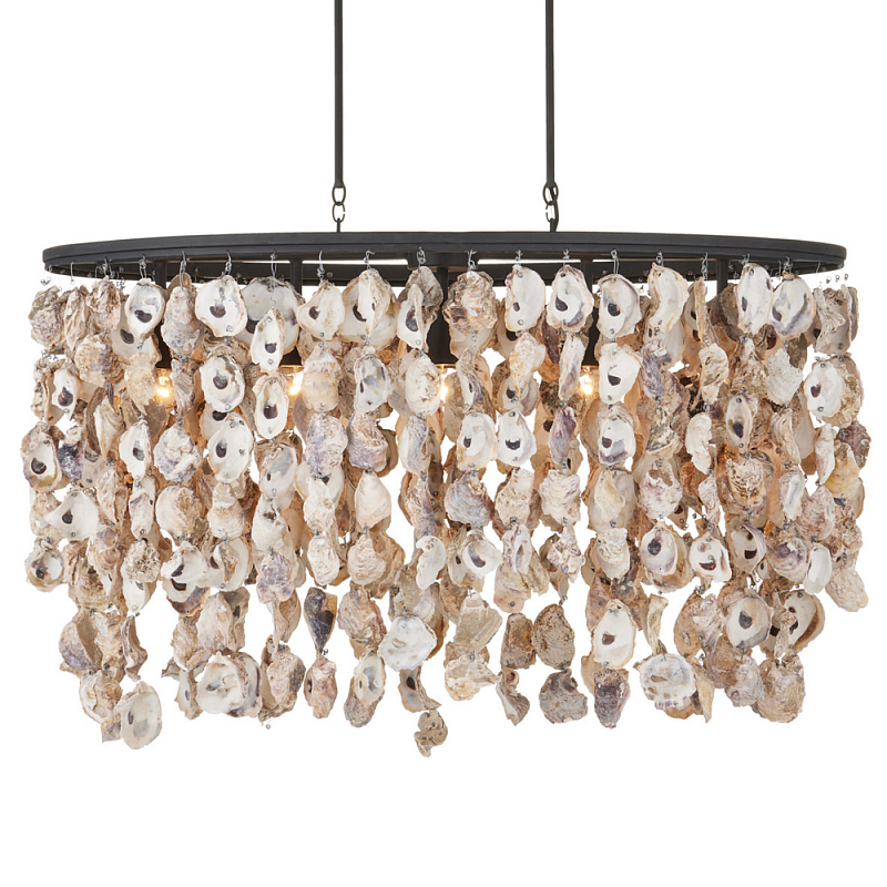 Люстра овальная с подвесками из устричных раковин Sea Ravens Черный в Челябинске | Loft Concept 
