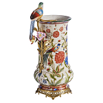 Ваза фарфоровая с птицей на бронзовой ветке и цветочной росписью Garden of Eden варинант исполнения - 1 | Loft Concept в Челябинске