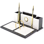 Настольный письменный набор из белого мрамора с часами Marble Accessory варинант исполнения - 2 | Loft Concept в Челябинске