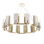 Люстра подвесная круглая с прямоугольными мраморными и золотистыми панелями на металлическом каркасе Диаметр 118 см Marble square Chandelier варинант исполнения - 2 | Loft Concept в Челябинске