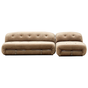 Дизайнерский угловой диван с велюровой светло-коричневой обивкой Fosse Sofa