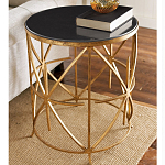 Приставной стол с металлическим золотым  основанием и чёрной столешницей Paradigm варинант исполнения - 1 | Loft Concept в Челябинске