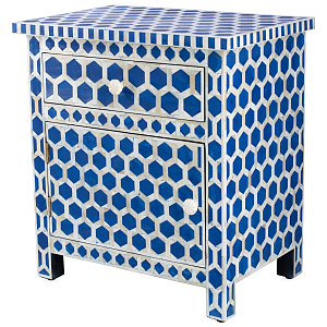Тумба Midnight Blue Hexagon inlay cupboard 2 Drawer