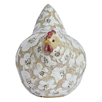 Статуэтка курица с резными белыми цветами на бежевой фактурной поверхности Rustic Chicken варинант исполнения - 1 | Loft Concept в Челябинске