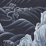 Обои ручная роспись Matsushima Waves Roka on Edo Night painted silk варинант исполнения - 1 | Loft Concept в Челябинске