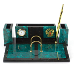 Настольный письменный набор из змеевика с часами и календарницей Successful Leader варинант исполнения - 1 | Loft Concept в Челябинске