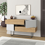 Комод c 2-мя белыми дверцами и 2-мя выдвижными ящиками цвета древесины EROS CONSOLE OAK WHITE варинант исполнения - 2 | Loft Concept в Челябинске