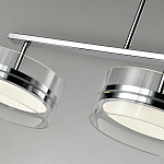 Люстра светодиодная с 4-мя круглыми прозрачными плафонами цилиндрической формы из акрила и стекла с пультом для регулировки света Glass Lamp Chromium варинант исполнения - 3 | Loft Concept в Челябинске