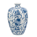 Ваза фарфоровая с узким горлышком и синими цветочными мотивами Independence варинант исполнения - 2 | Loft Concept в Челябинске