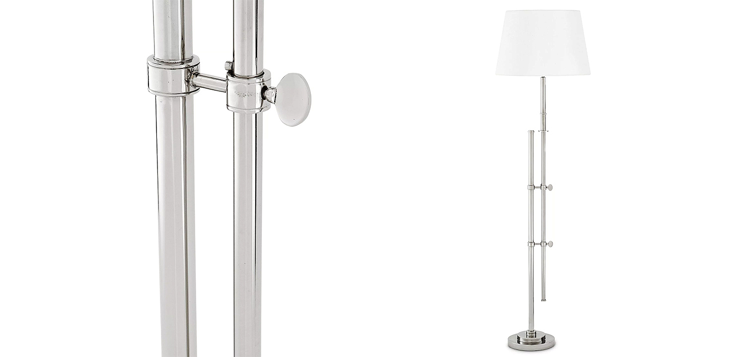Торшер Eichholtz Floor Lamp Gordini Nickel Торшер Eichholtz Floor Lamp Gordini Nickel - Loft-Concept в Челябинске