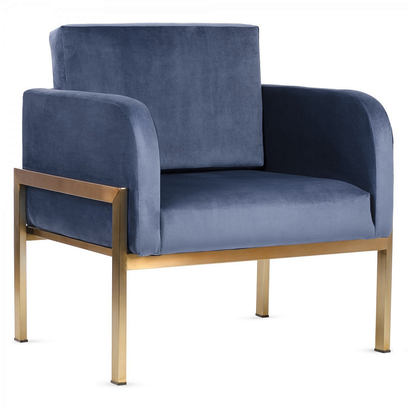 Кресло Velvet Ardmore Chair Голубой Латунь Кресло Velvet Ardmore Chair Голубой Латунь в Челябинске | Loft Concept