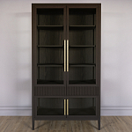 Витрина Primo со стеклянными фасадами и 2 ящиками Темный орех варинант исполнения - 1 | Loft Concept в Челябинске