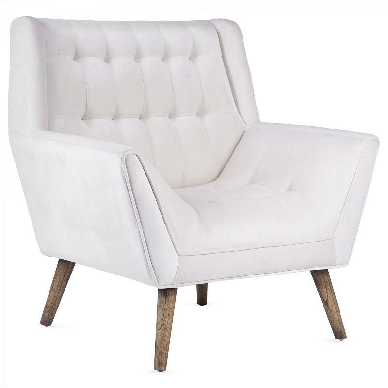 Кресло Danish Modern Armchair Tufted Accent белый велюр ivory ( слоновая кость ) Кресло Danish Modern Armchair Tufted Accent белый велюр ivory ( слоновая кость ) в Челябинске | Loft Concept