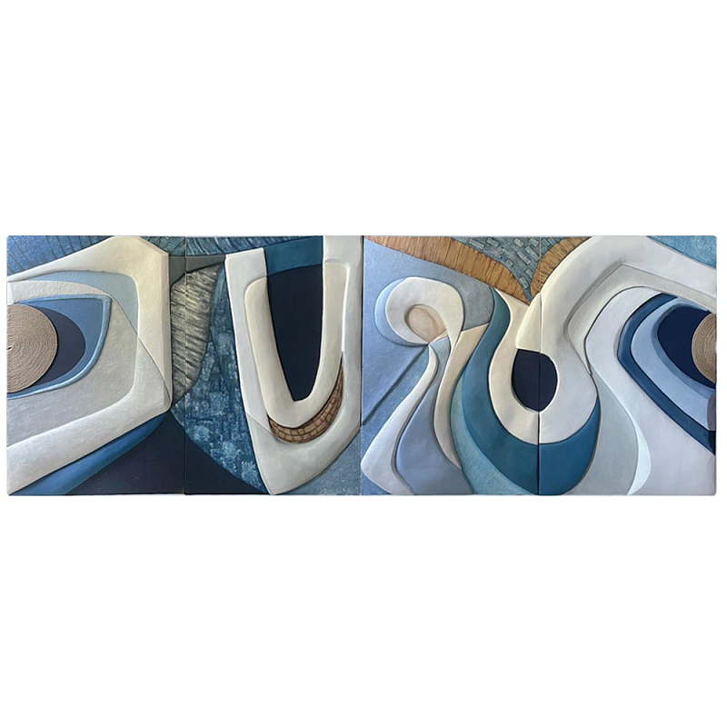 Арт-объект ручной работы Blue Abstraction из 4-х панелей Голубой Белый Синий Арт-объект ручной работы Blue Abstraction из 4-х панелей Голубой Белый Синий в Челябинске | Loft Concept