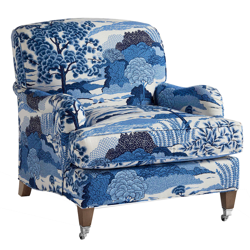 Кресло Trumann Club Chair Blue Landscape синий пейзаж Синий Белый в Челябинске | Loft Concept 