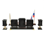 Настольный письменный набор из креноида и змеевика на бронзовых ножках Marble Accessory варинант исполнения - 4 | Loft Concept в Челябинске