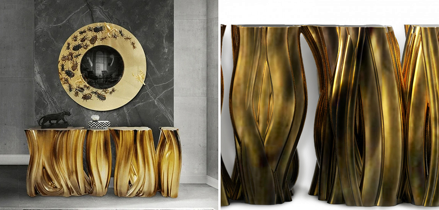 Консоль Модульная Monochrome Console Gold in Molded Fiberglass Консоль Модульная Monochrome Console Gold in Molded Fiberglass - Loft-Concept в Челябинске