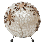 Настольная лампа из перламутра на металлическом каркасе Indonesian Ball варинант исполнения - 3 | Loft Concept в Челябинске