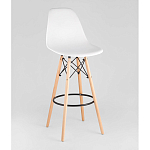 Пластиковый барный стул на ножках из массива бука Eames White варинант исполнения - 1 | Loft Concept в Челябинске