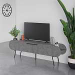 ТВ-тумба серая с 2-мя откидными дверцами и 2-мя открытыми полками CAPSULE TV STAND RETRO GREY варинант исполнения - 3 | Loft Concept в Челябинске