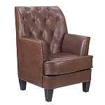 Кресло из натуральной кожи c мягкими подлокотниками на 4-х деревянных ножках из массива бука Joseph Armchair brown варинант исполнения - 1 | Loft Concept в Челябинске