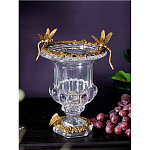 Ваза из прозрачного стекла на бронзовой подставке с ободком и ручками в виде стрекоз Eden Garden варинант исполнения - 2 | Loft Concept в Челябинске