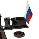 Настольный письменный набор с часами из природного камня обсидиана  Gift for Manager варинант исполнения - 5 | Loft Concept в Челябинске