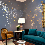 Обои ручная роспись Gingko Colourway SC-98 on Gun Metal dyed silk варинант исполнения - 1 | Loft Concept в Челябинске