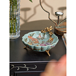 Блюдо из голубого фарфора с бронзовой птичкой Blue Garden варинант исполнения - 4 | Loft Concept в Челябинске