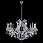 Люстра подвесная с 12-ю лампочками и прозрачными хрустальными подвесками на хромированном основании Crystal lamps варинант исполнения - 2 | Loft Concept в Челябинске