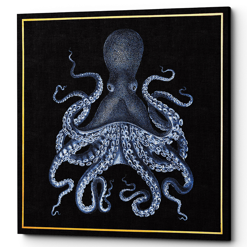Постер Blue Octopus Poster 2 Черный Морская синь Постер Blue Octopus Poster 2 Черный Морская синь в Челябинске | Loft Concept