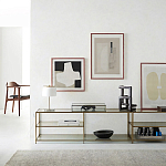 ТВ-тумба из стекла и металла Tingey Metal Glass TV Stand варинант исполнения - 4 | Loft Concept в Челябинске